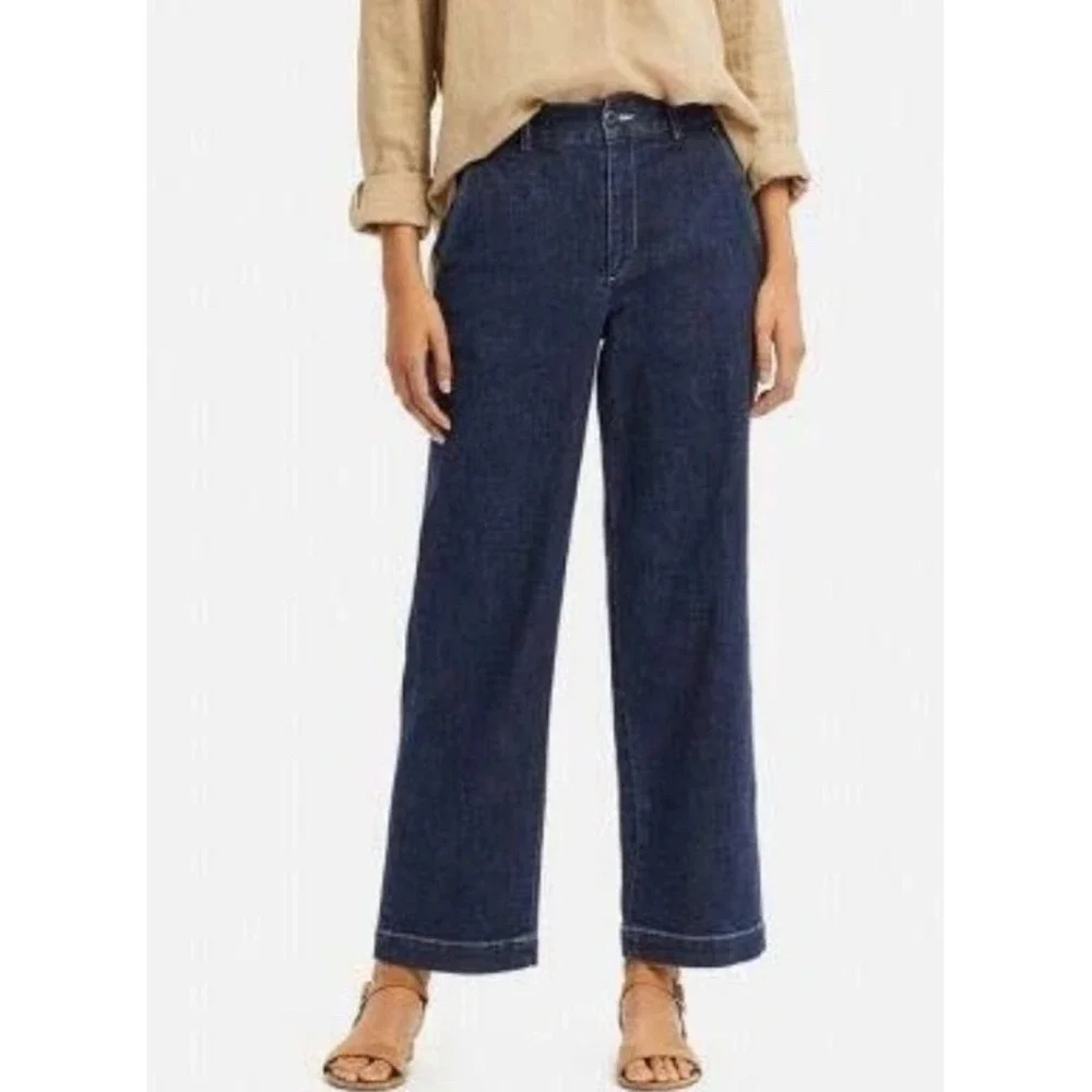 Uniqulo High Waisted Wide Straight Denim‎ Trouser Mom Jeans size 4 Pants